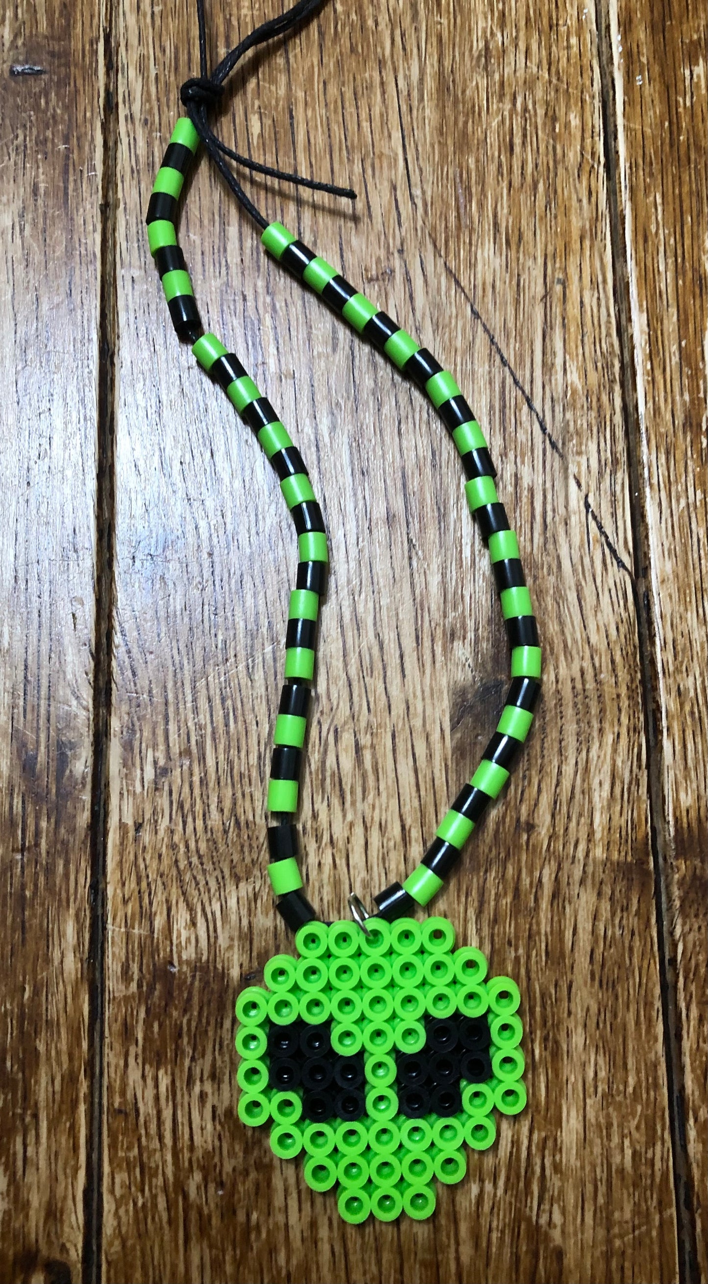 Alien Necklace Black Neon Green Adjustable