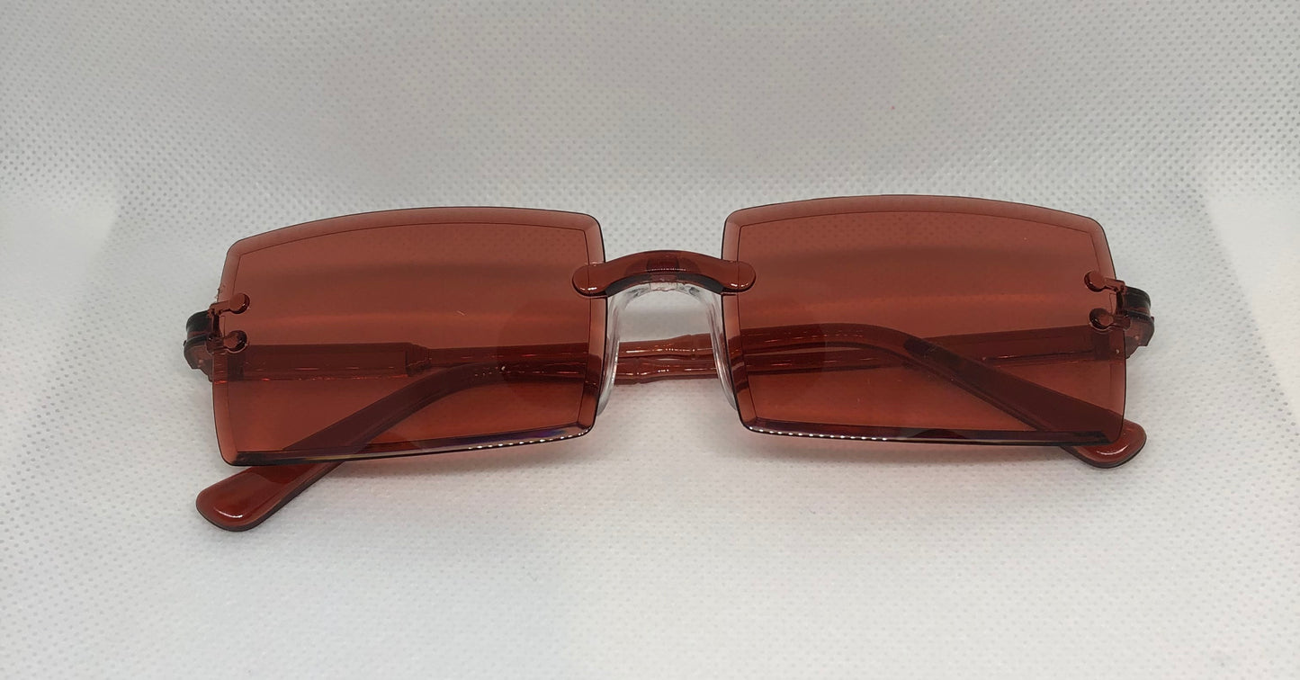 Brown Peach Sunglasses Rectangle