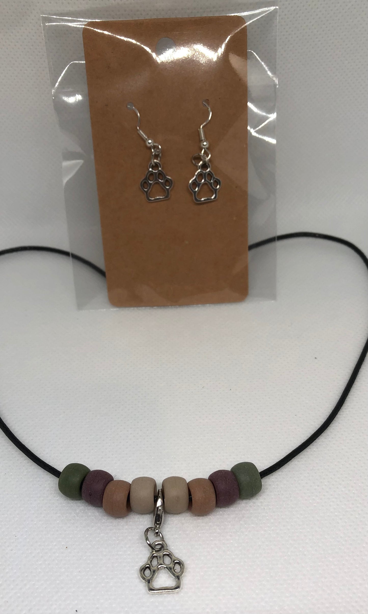 Pawprint Earrings with matching necklace