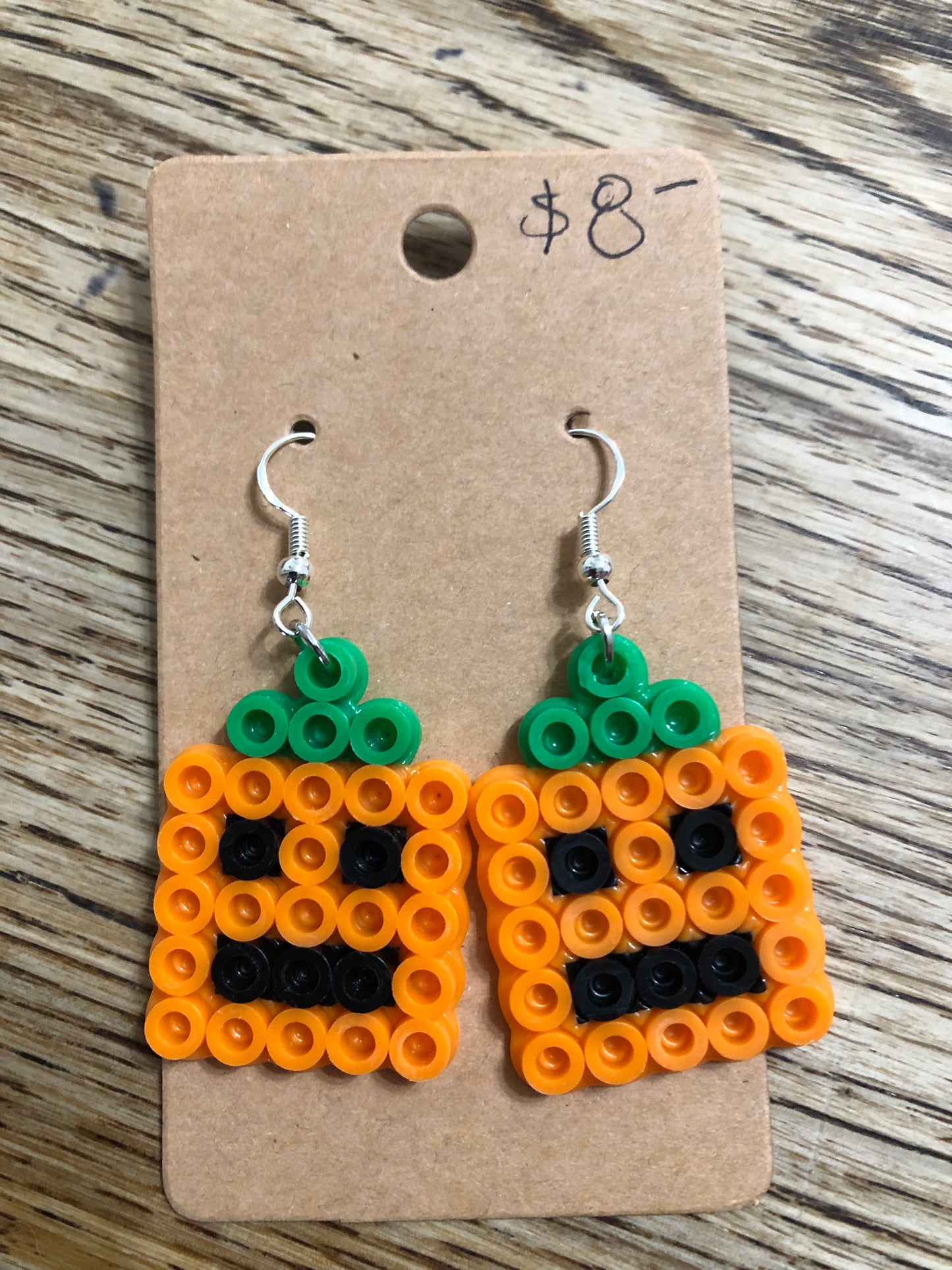 Orange/Black Pumpkin Earrings Halloween Ornaments Jack-O-Lantern