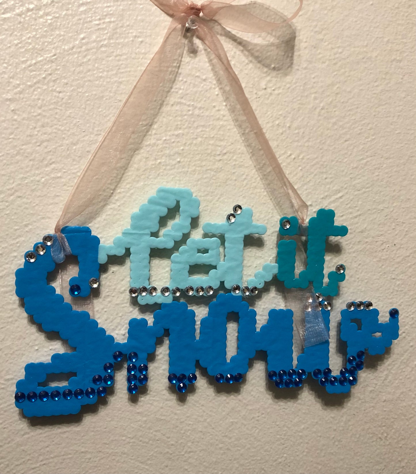 “Let it Snow” Handcrafted Winter Decoration; Blue