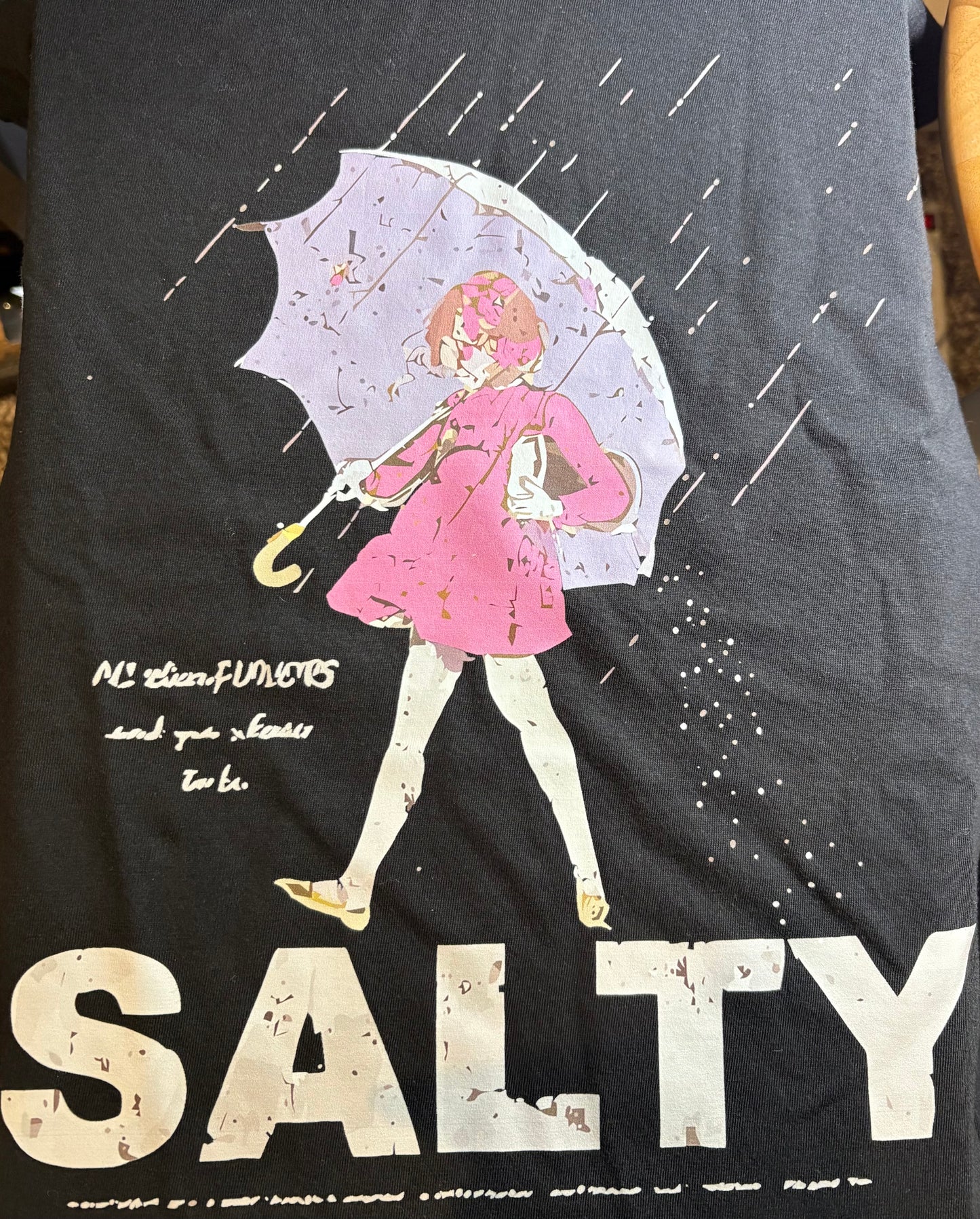 “Salty” tee shirt Black w/Pink