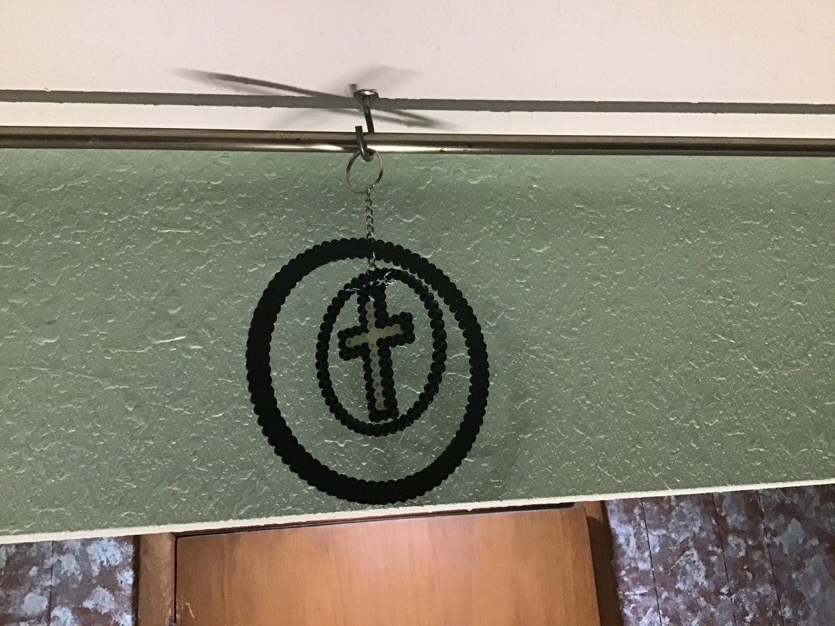 Handcrafted Cross Ornament, Hanging Decoration, Spins/Twirls