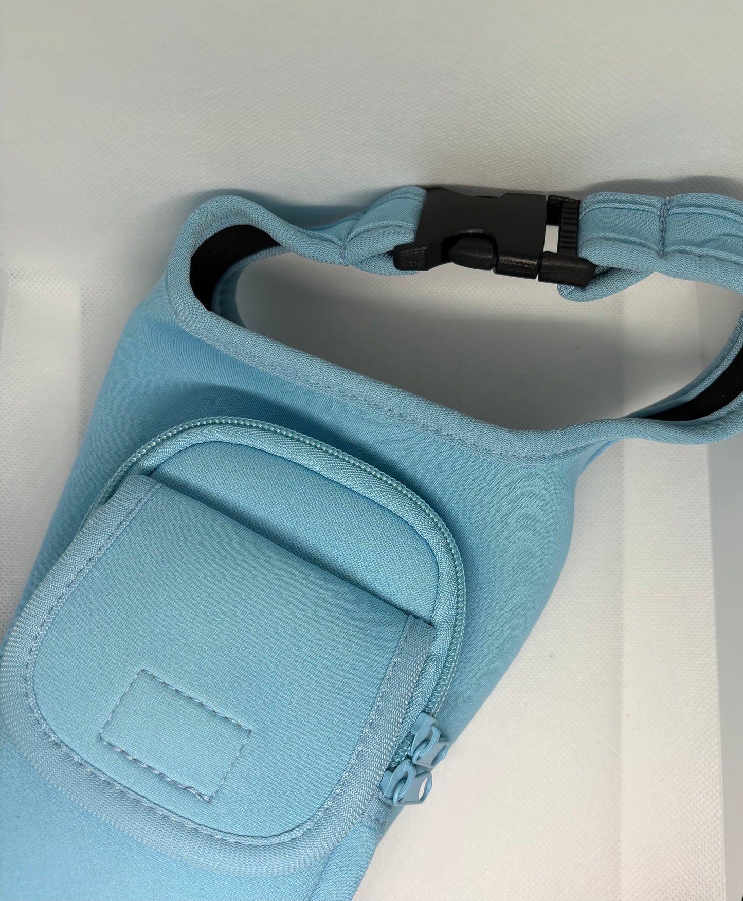 Water bottle holder with extendable strap, crossbody phone carrier travel - Pastel Blue