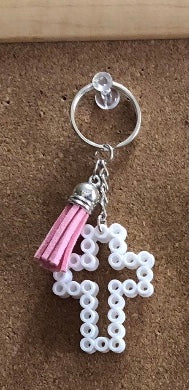Handcrafted Cross Shaped Keychain With Tassel