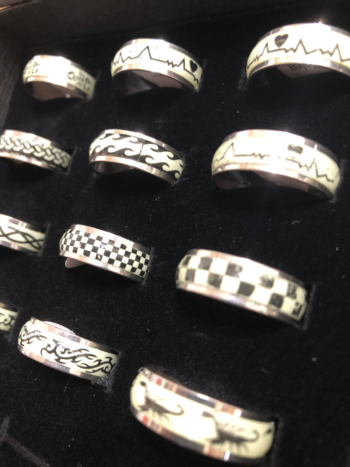 Glow in the Dark Ring Assortment Size 17, 18, 19, 20, 21
