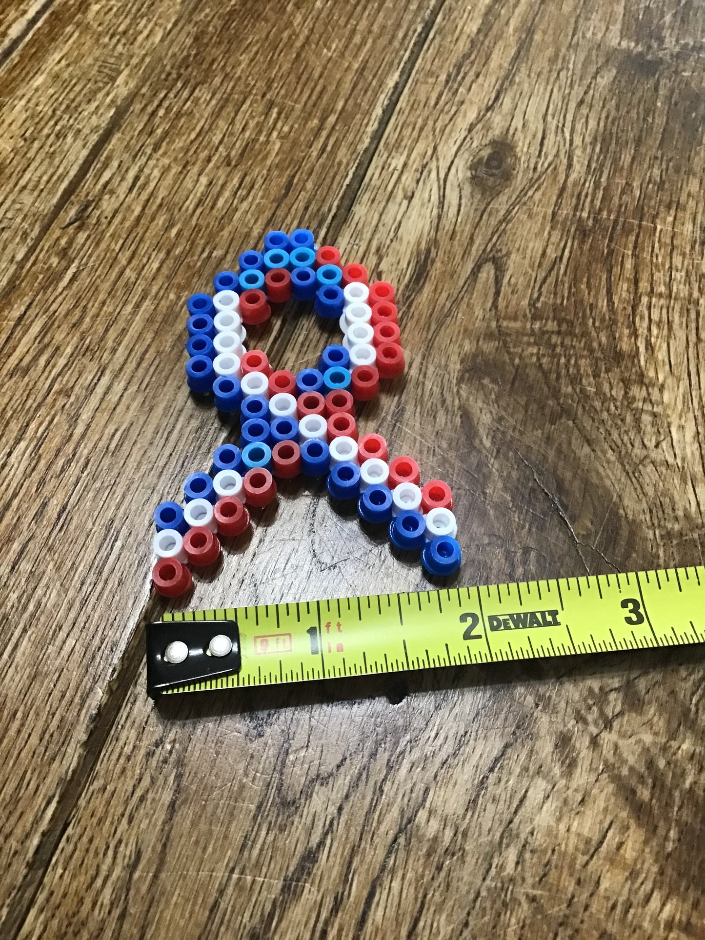 Handcrafted Red, White, and Blue Awareness Ribbon Shaped Magnet