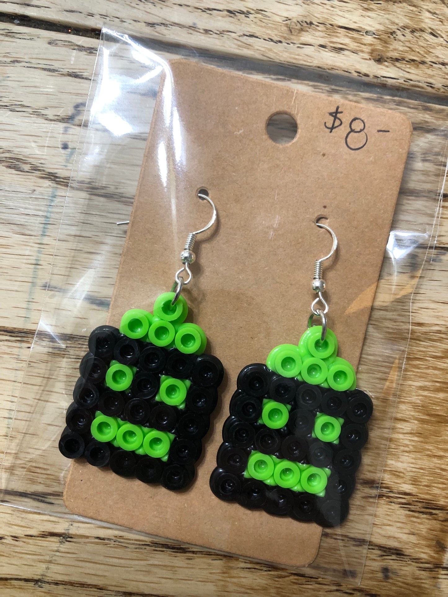 Black/Lime Green Pumpkin Earrings Halloween Ornaments
