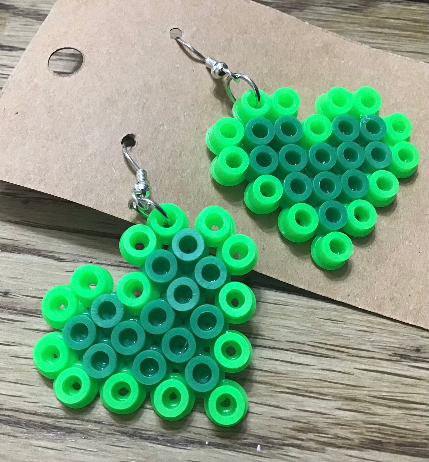 Handcrafted Green Heart-Shaped Earrings