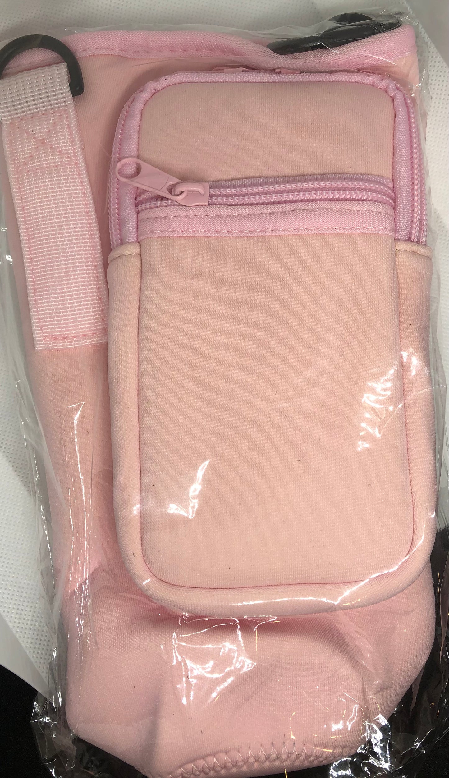 Pink Water Bottle Holder With Pockets, Shoulder Bag, Adjustable Strap, Cell Phone Case, Travel