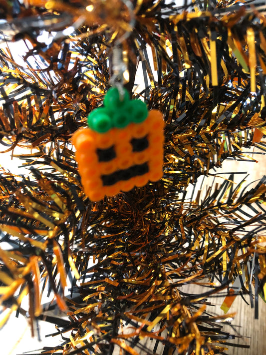 Orange/Black Pumpkin Earrings Halloween Ornaments Jack-O-Lantern