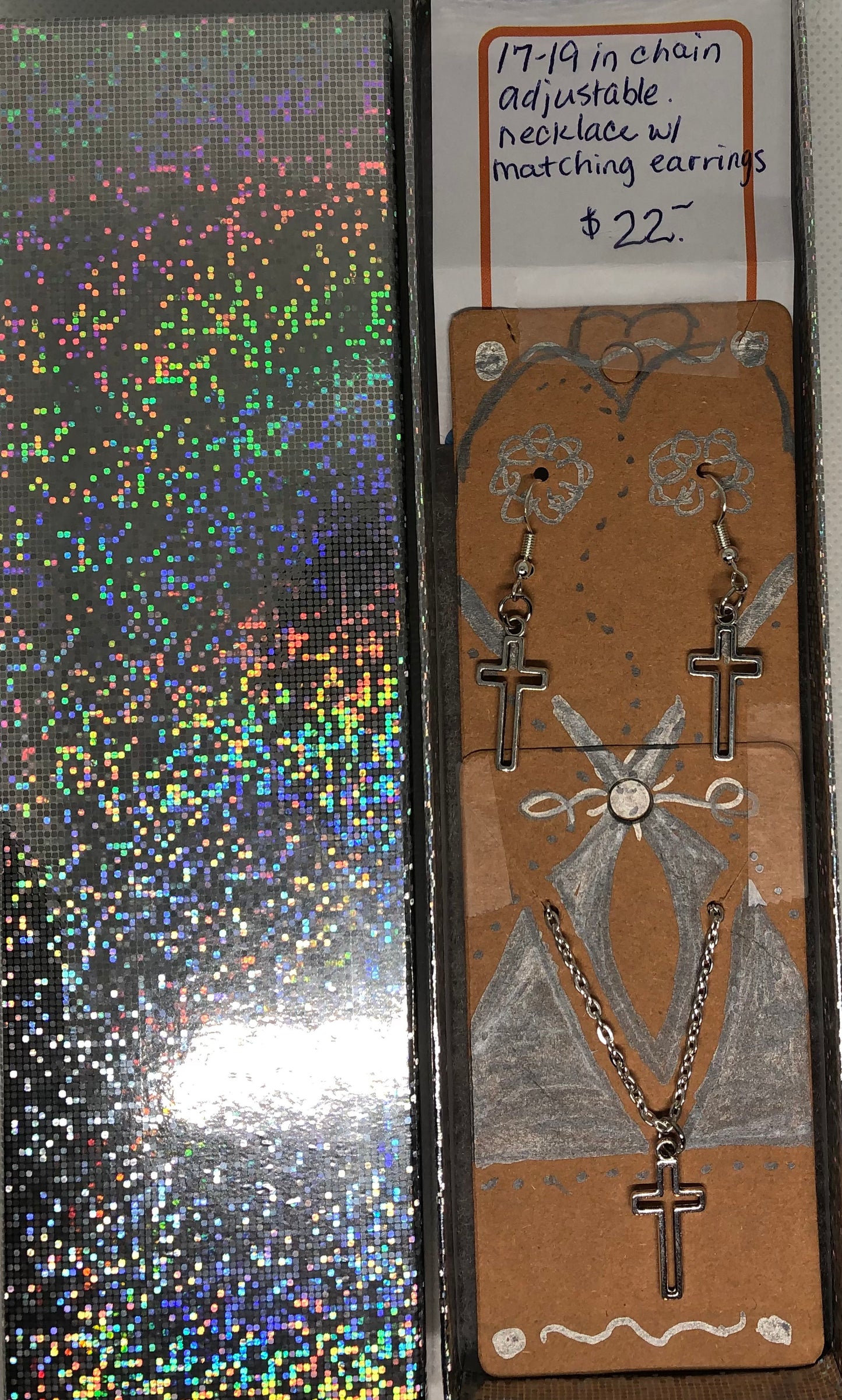 Handcrafted Cross Necklace With Matching Cross Earrings