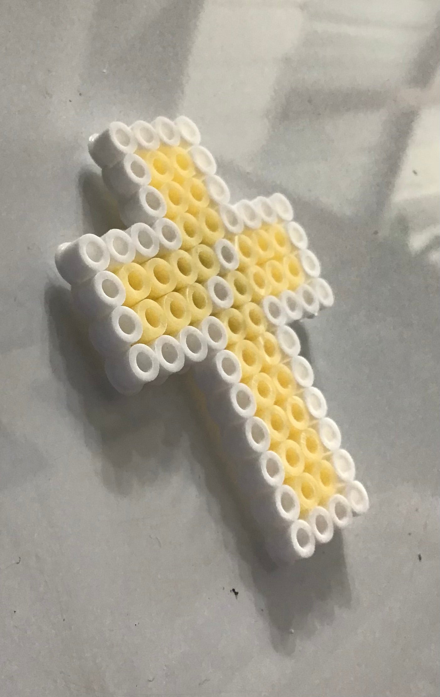 Handcrafted Block Cross Magnet Yellow & White