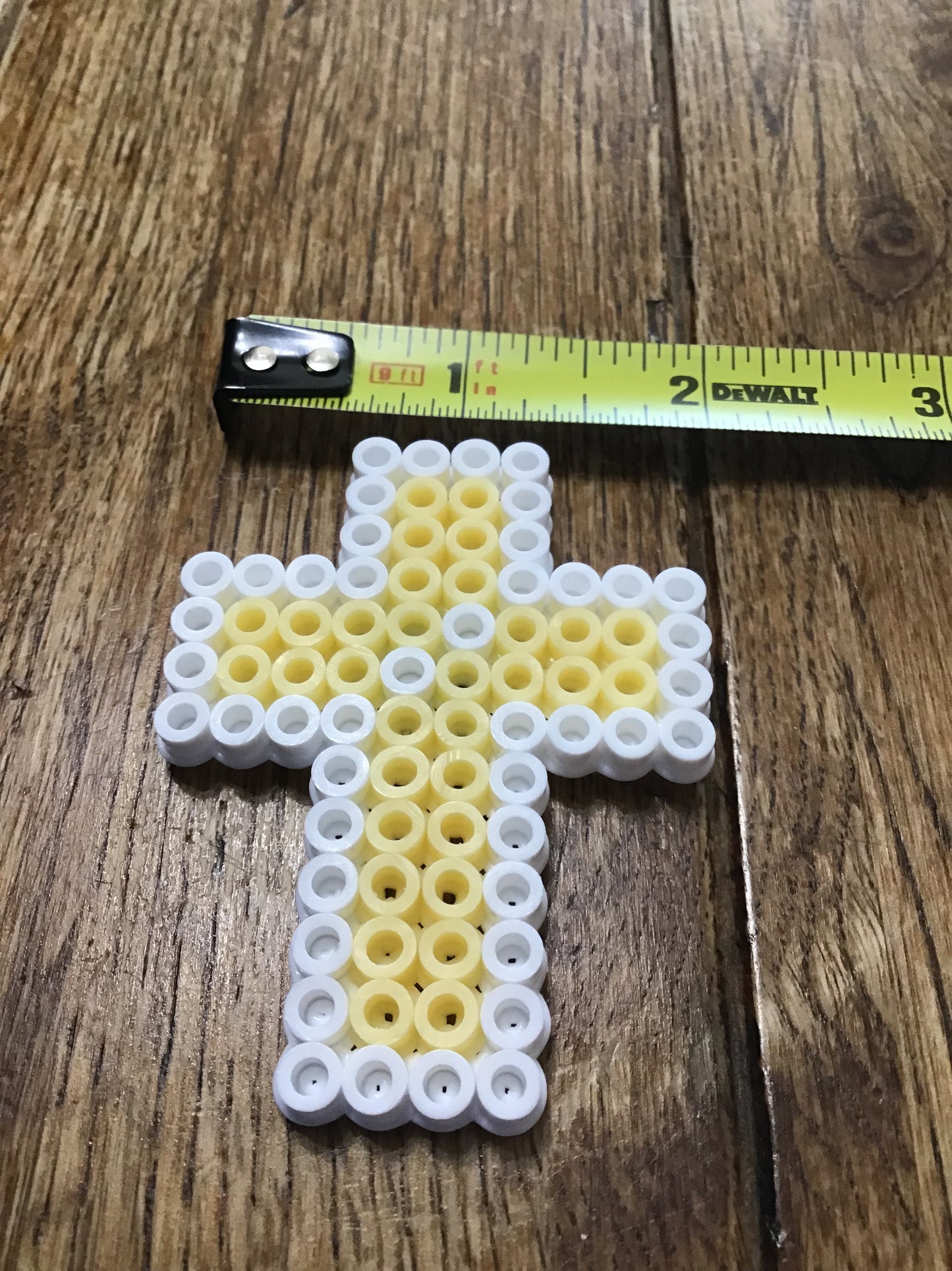 Handcrafted Block Cross Magnet Yellow & White
