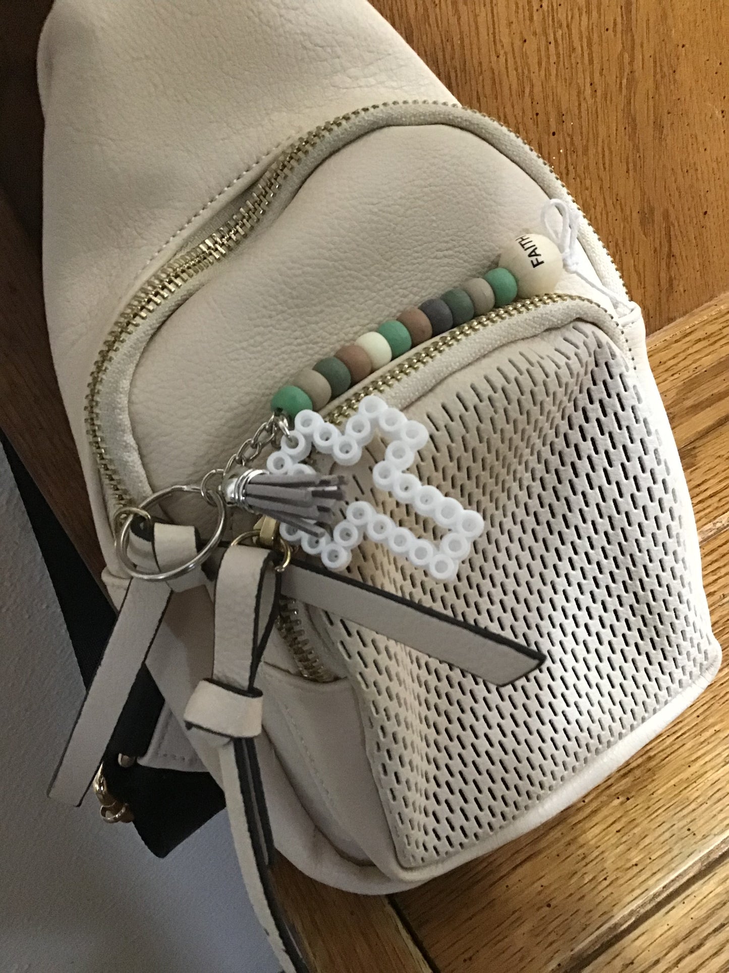 Handcrafted Beaded Keychain With Cross & Tassel, "Faith"