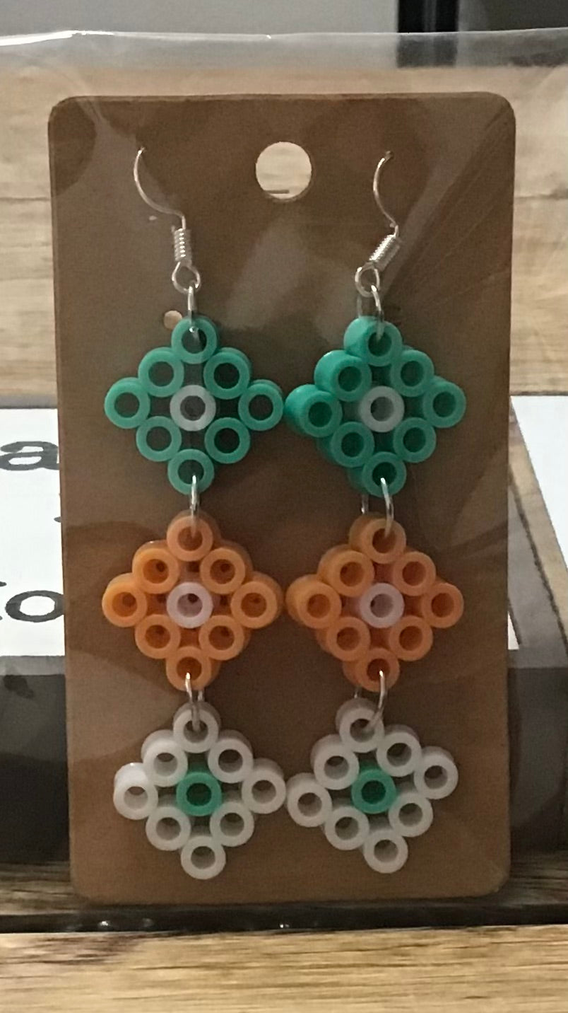 Handcrafted Diamond Shapes Stacked Earrings