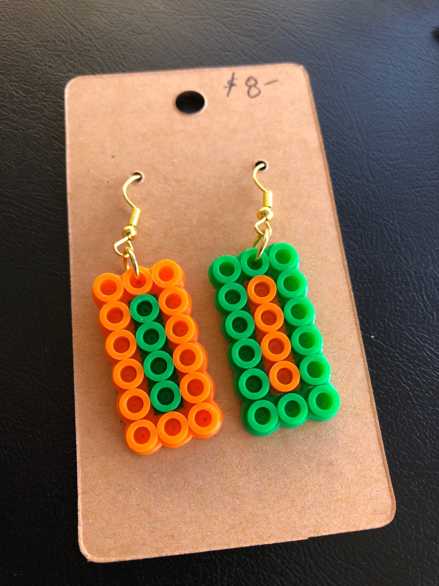 Green/Orange Rectangle Earrings Halloween Ornaments