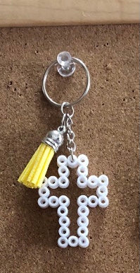 Handcrafted Cross Shaped Keychain With Tassel