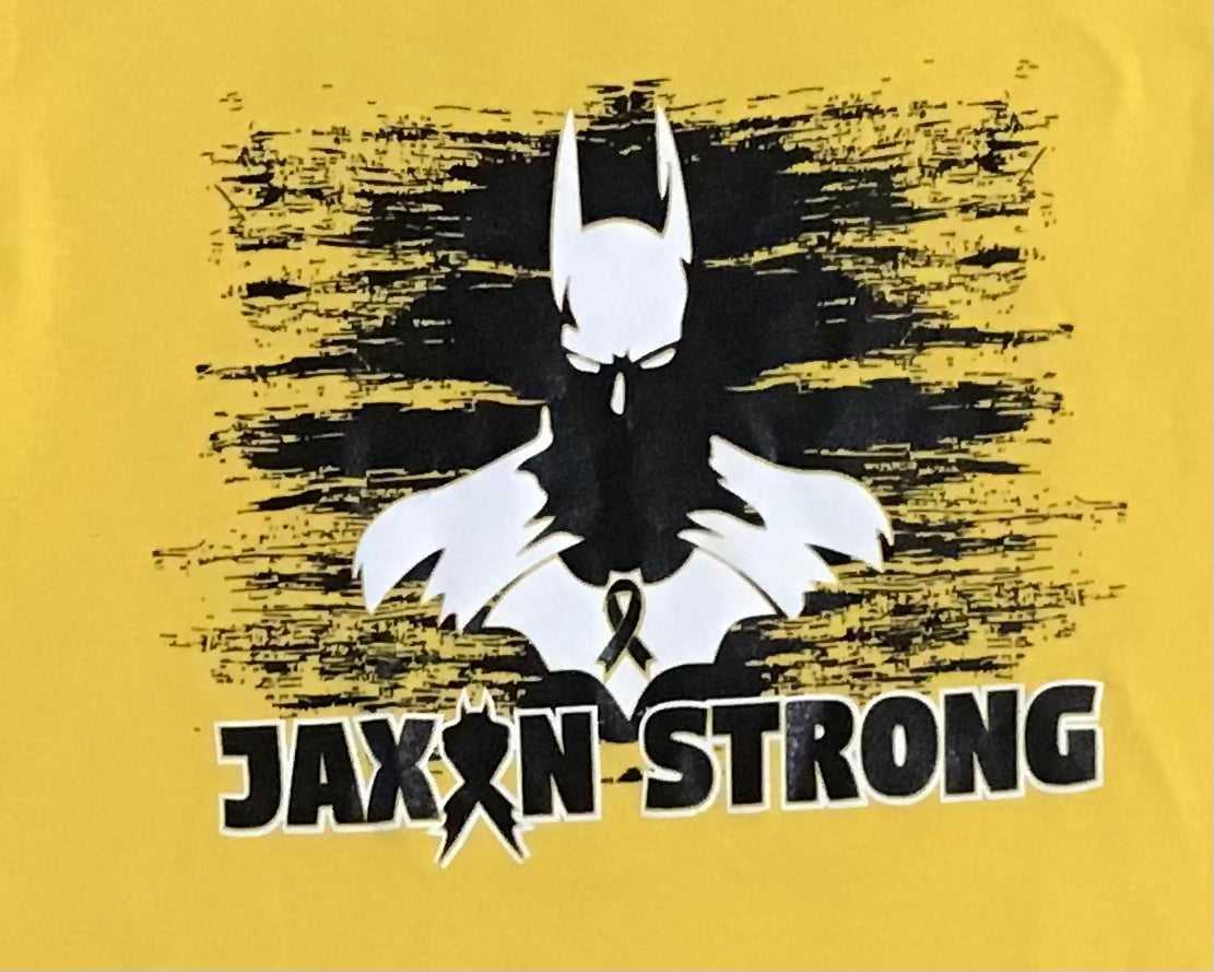 Jaxon Strong Yellow Batman T-Shirt Cancer Awareness