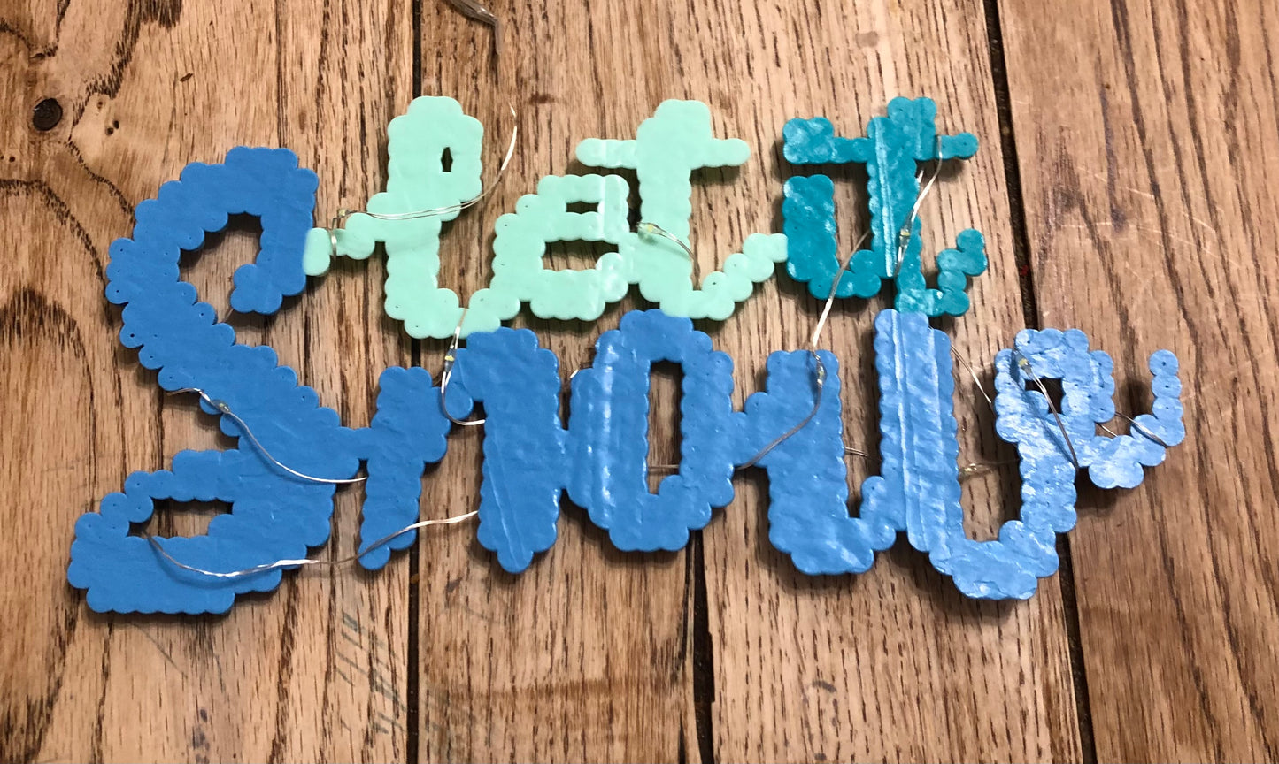 Light-up “Let it Snow” With Fairy Lights and Stand