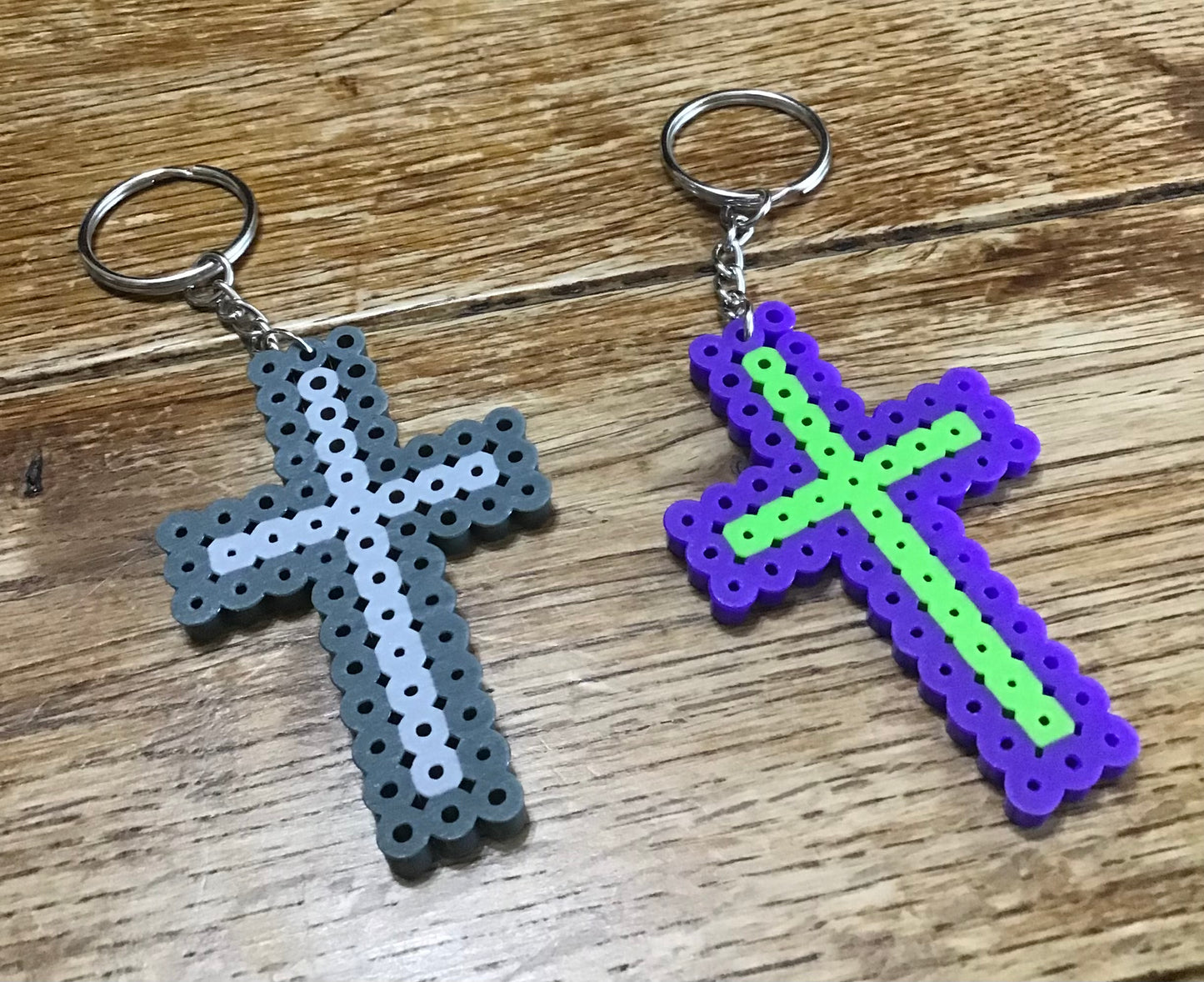 Handcrafted Simple Cross Keychain, Color Options