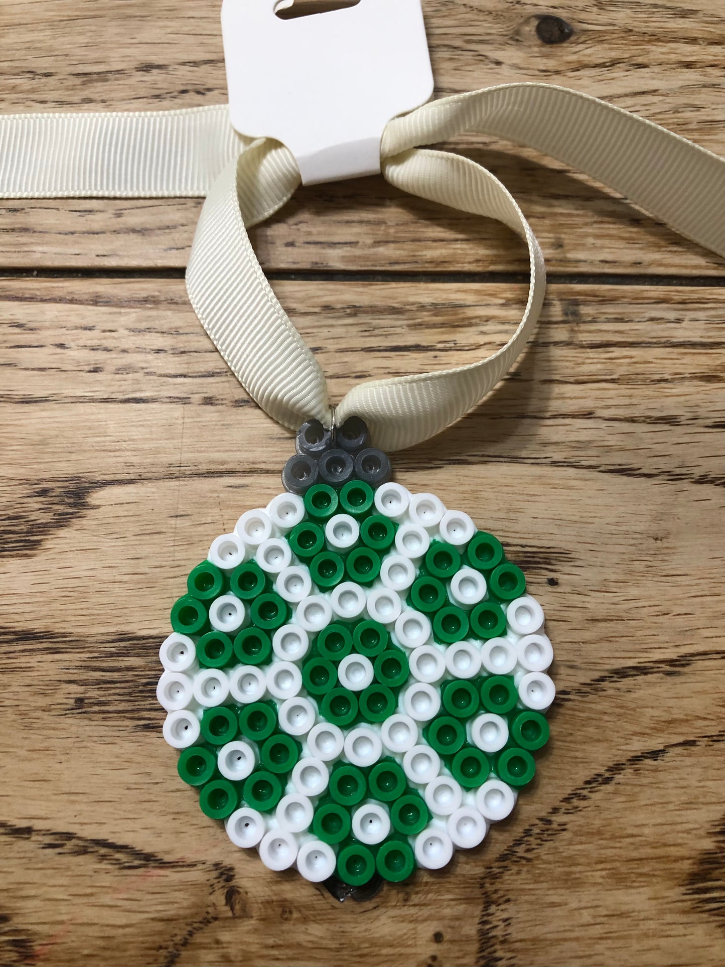 Round Ornament Green White Christmas Tree