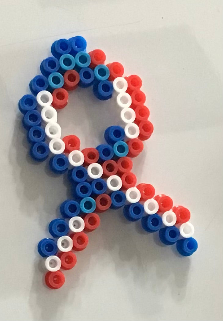 Handcrafted Red, White, and Blue Awareness Ribbon Shaped Magnet