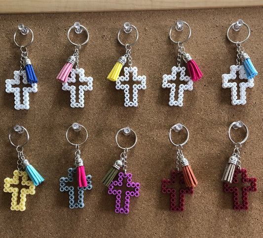 Handcrafted Cross Shaped Keychain With Tassel