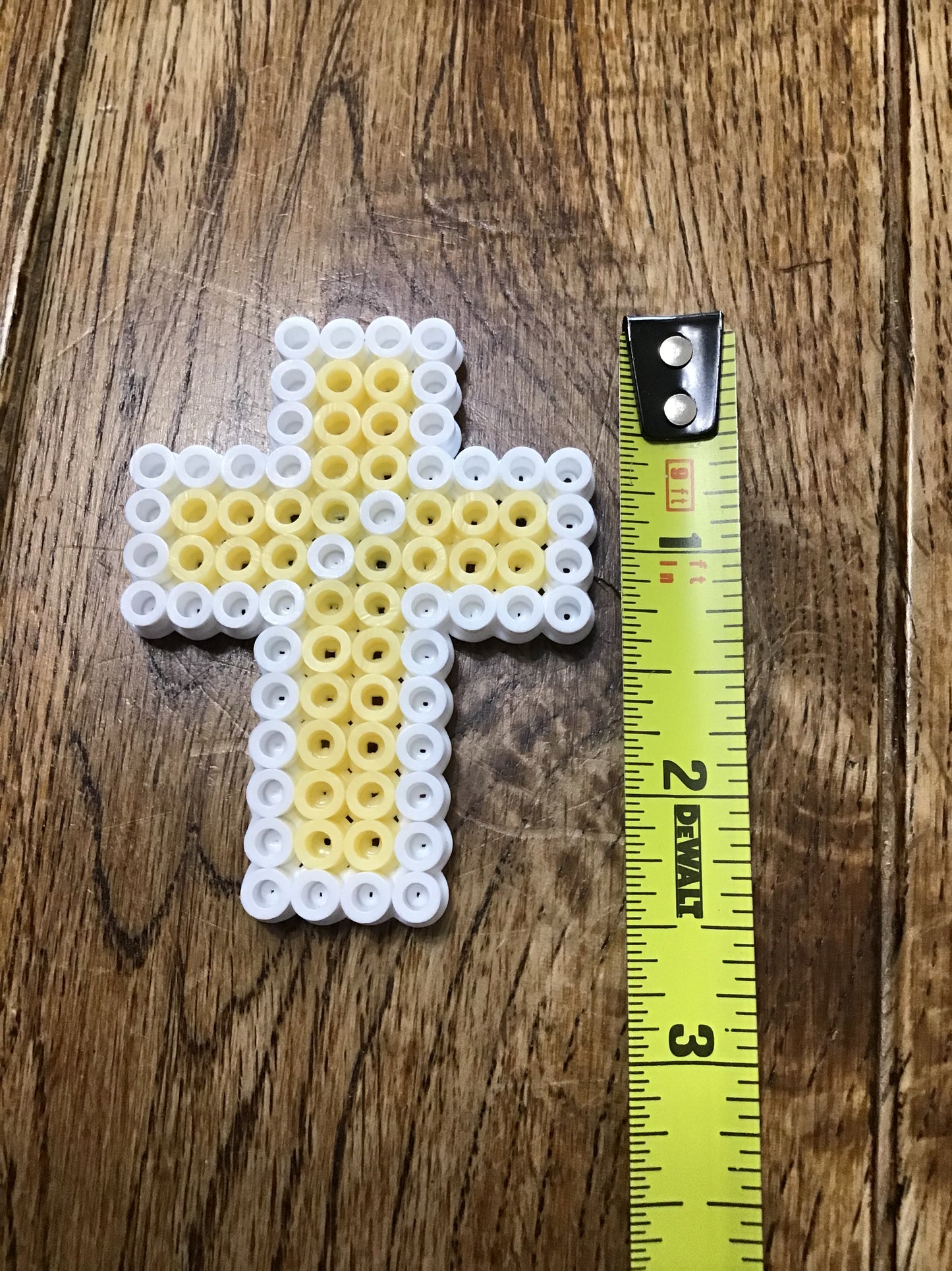 Handcrafted Block Cross Magnet Yellow & White