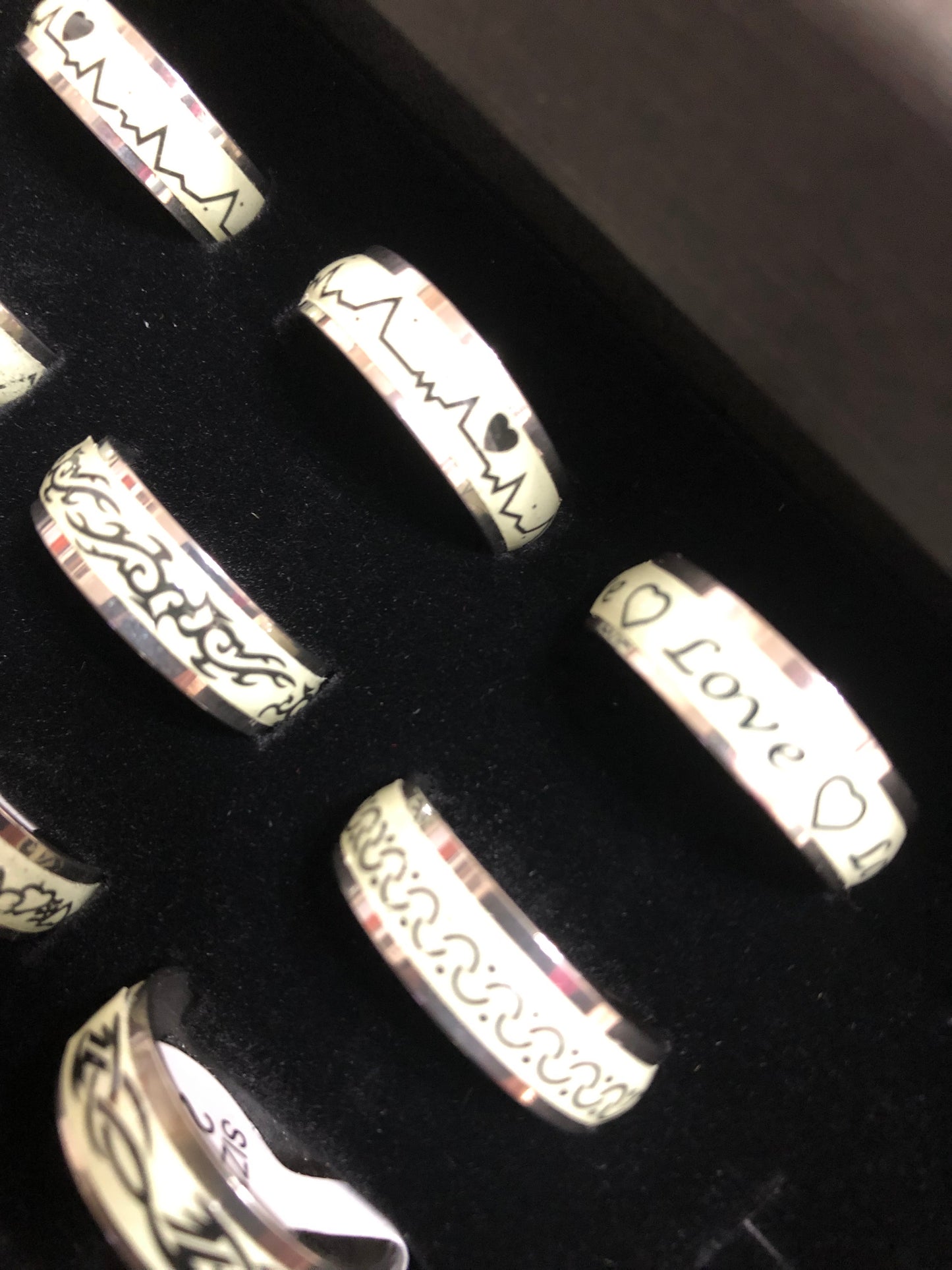 Glow in the Dark Ring Assortment Size 17, 18, 19, 20, 21