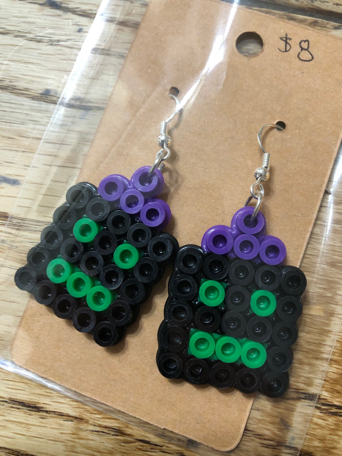 Black, Green, Purple Pumpkin Earrings Halloween Ornaments
