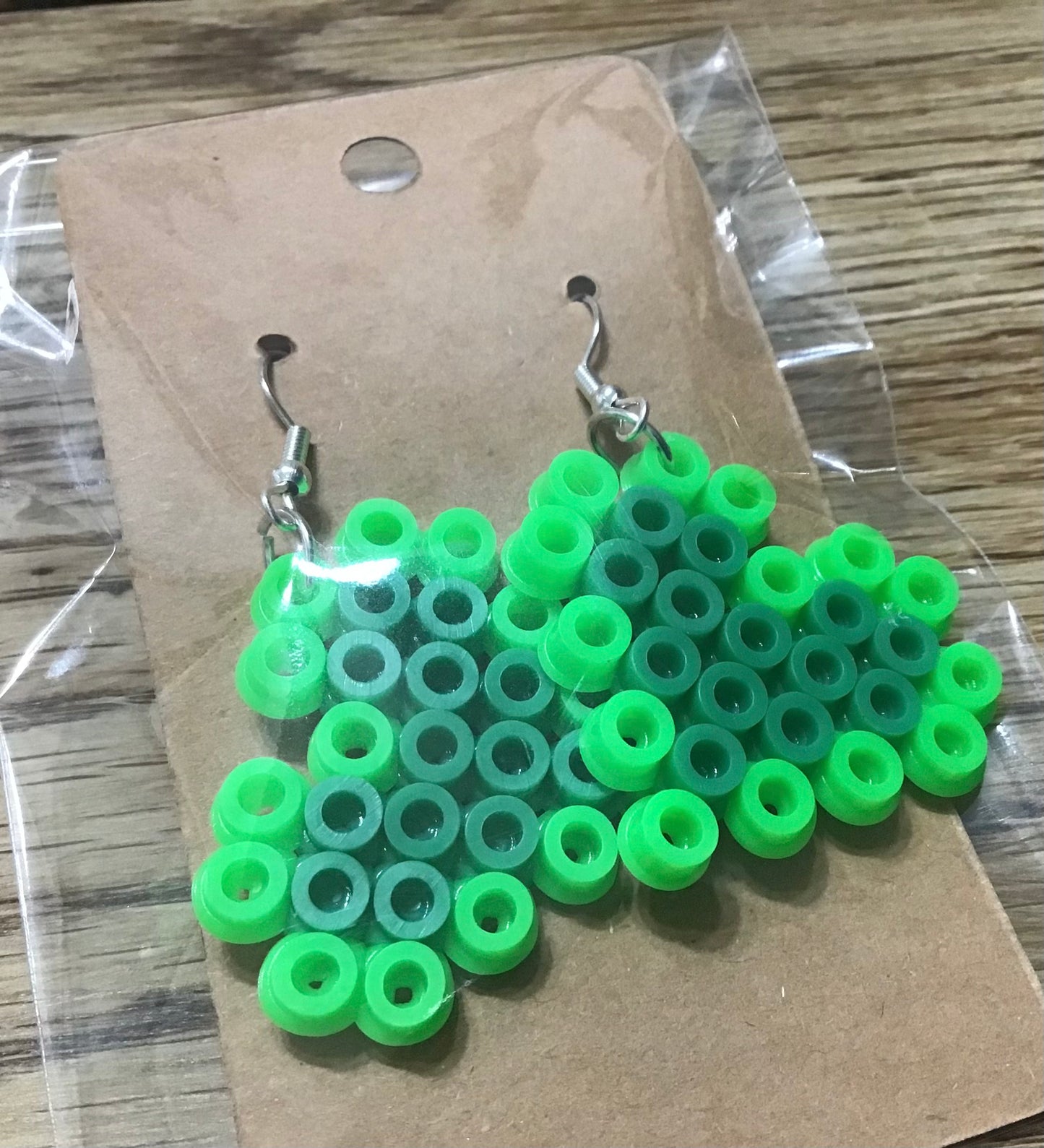 Handcrafted Green Heart-Shaped Earrings