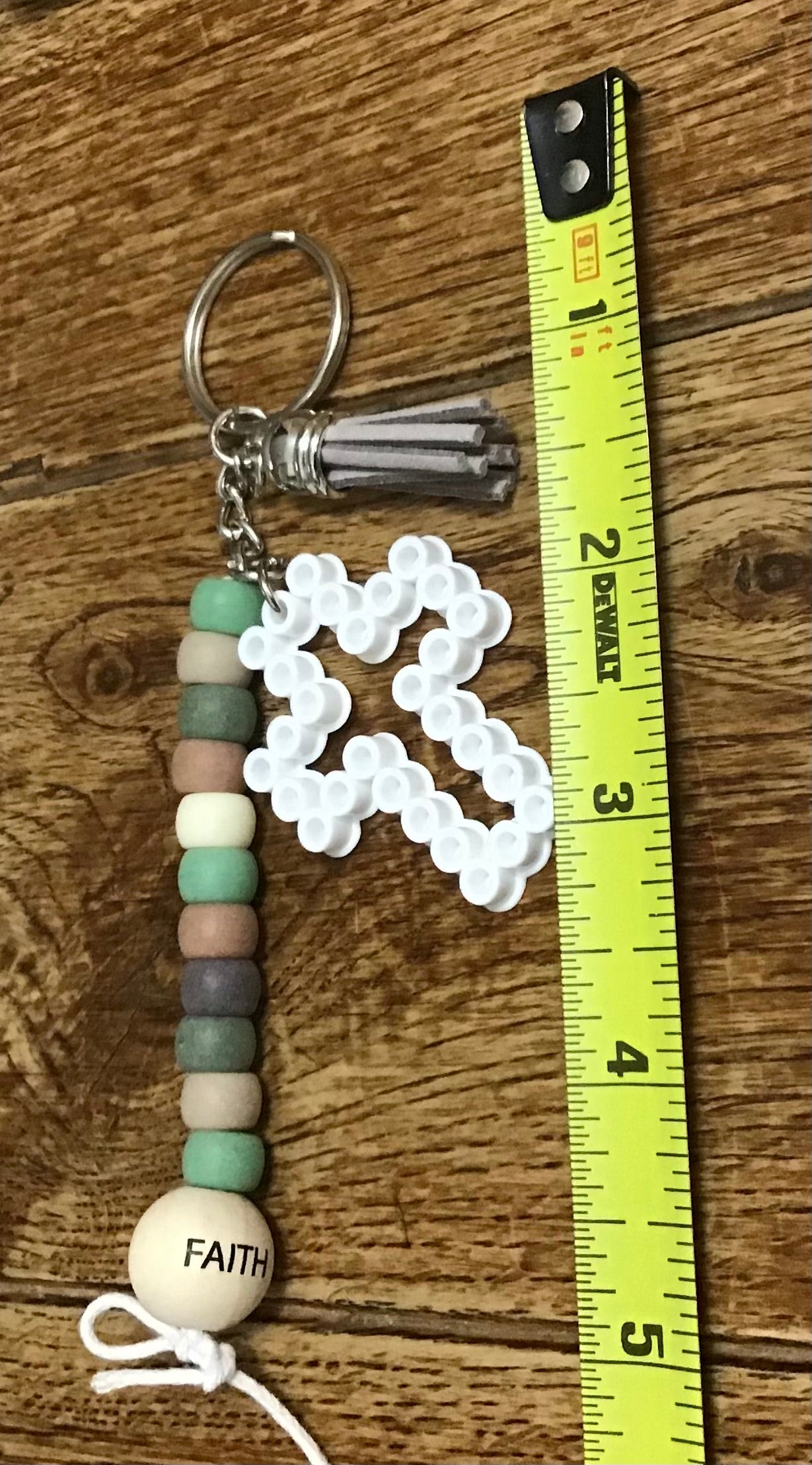 Handcrafted Beaded Keychain With Cross & Tassel, "Faith"