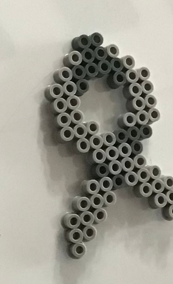 Handcrafted Grey Cancer Awareness Ribbon Magnet Brain Cancer