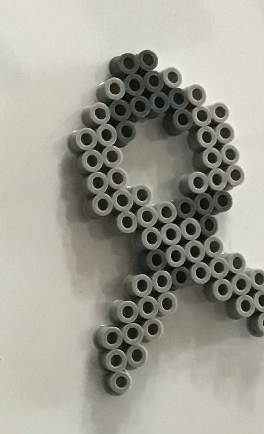 Handcrafted Grey Cancer Awareness Ribbon Magnet Brain Cancer