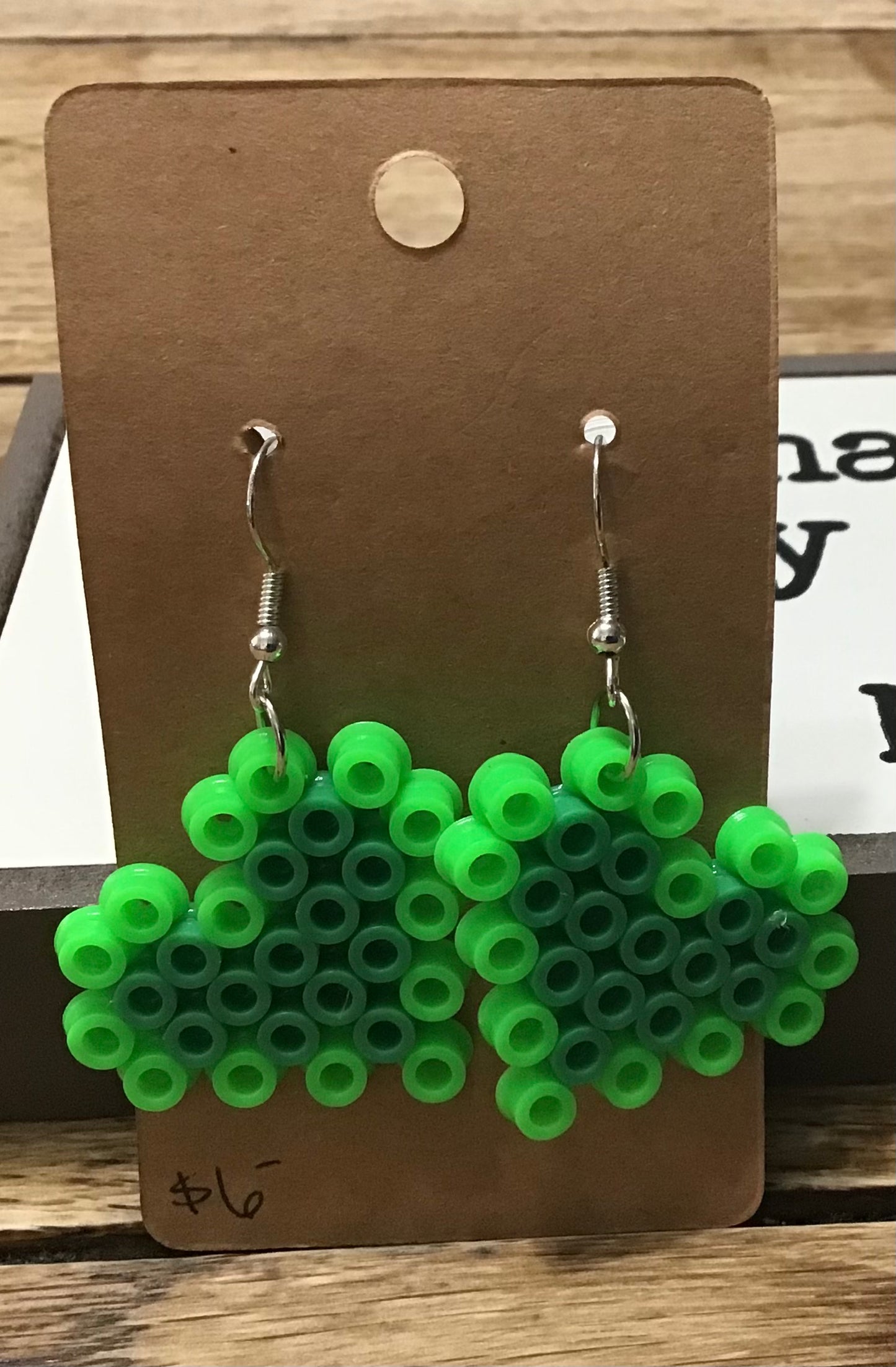 Handcrafted Green Heart-Shaped Earrings