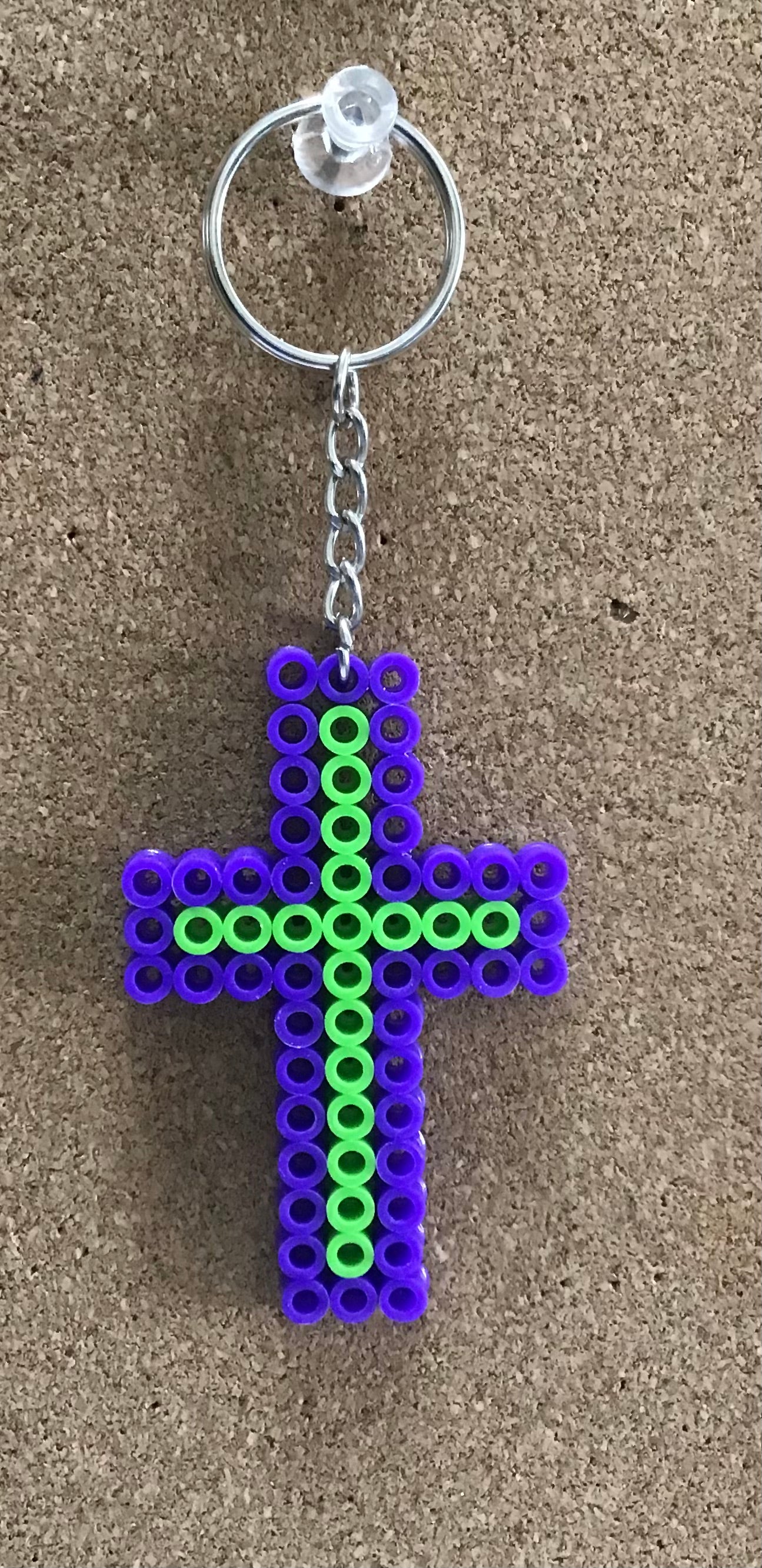 Handcrafted Simple Cross Keychain, Color Options
