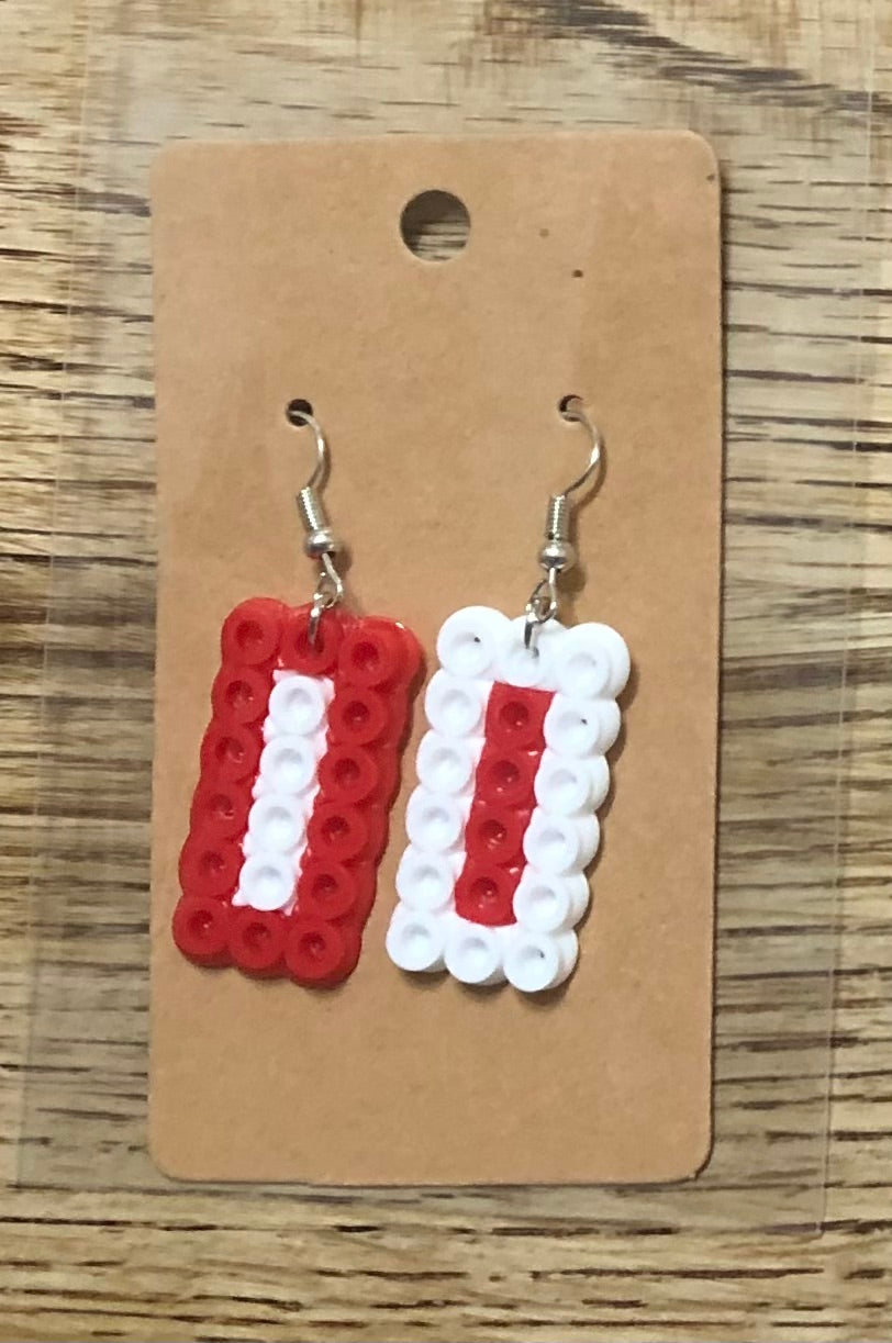 Sports Fan Earrings Red White Nebraska Huskers