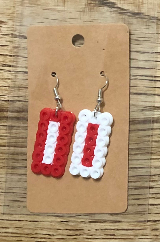 Sports Fan Earrings Red White Nebraska Huskers