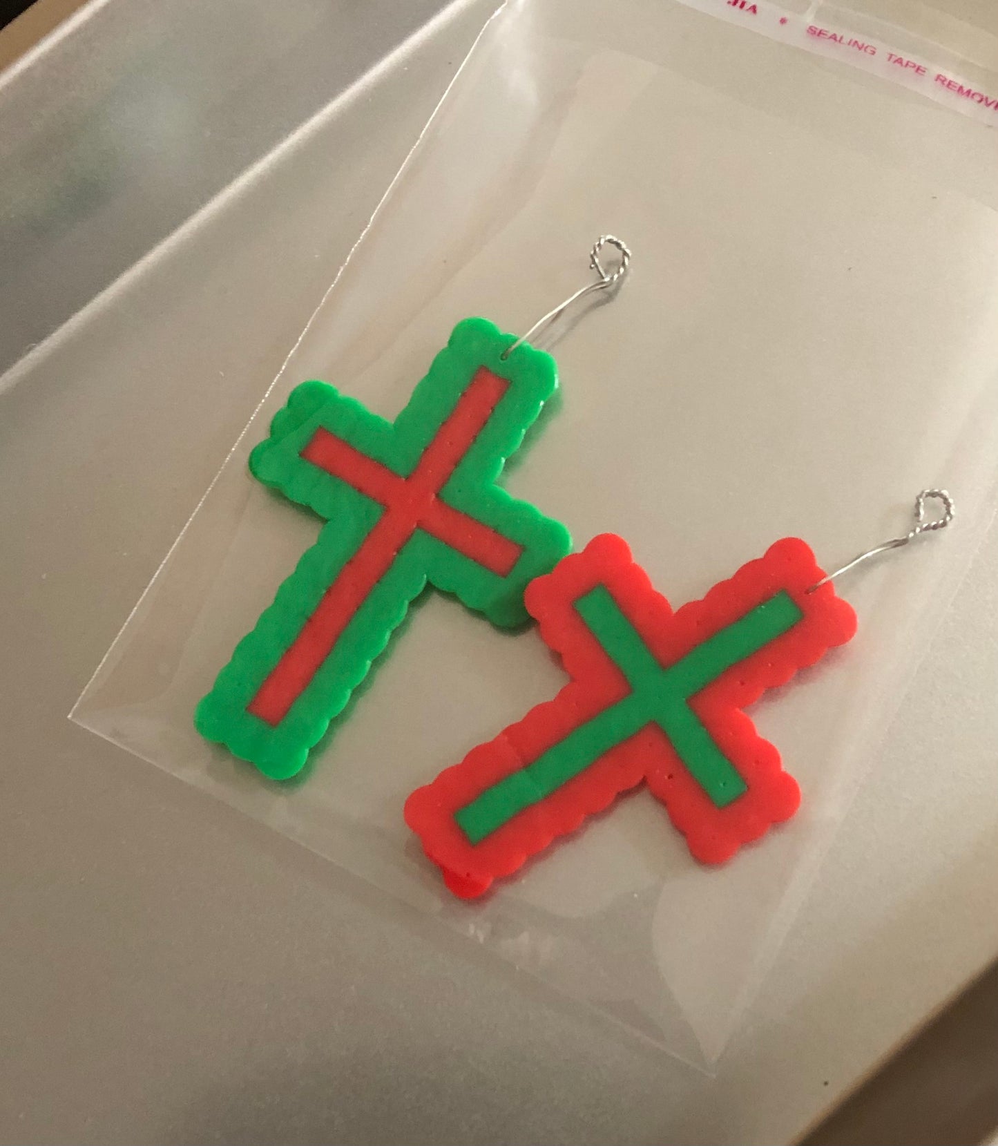 Christmas Crosses Ornaments Set of 2