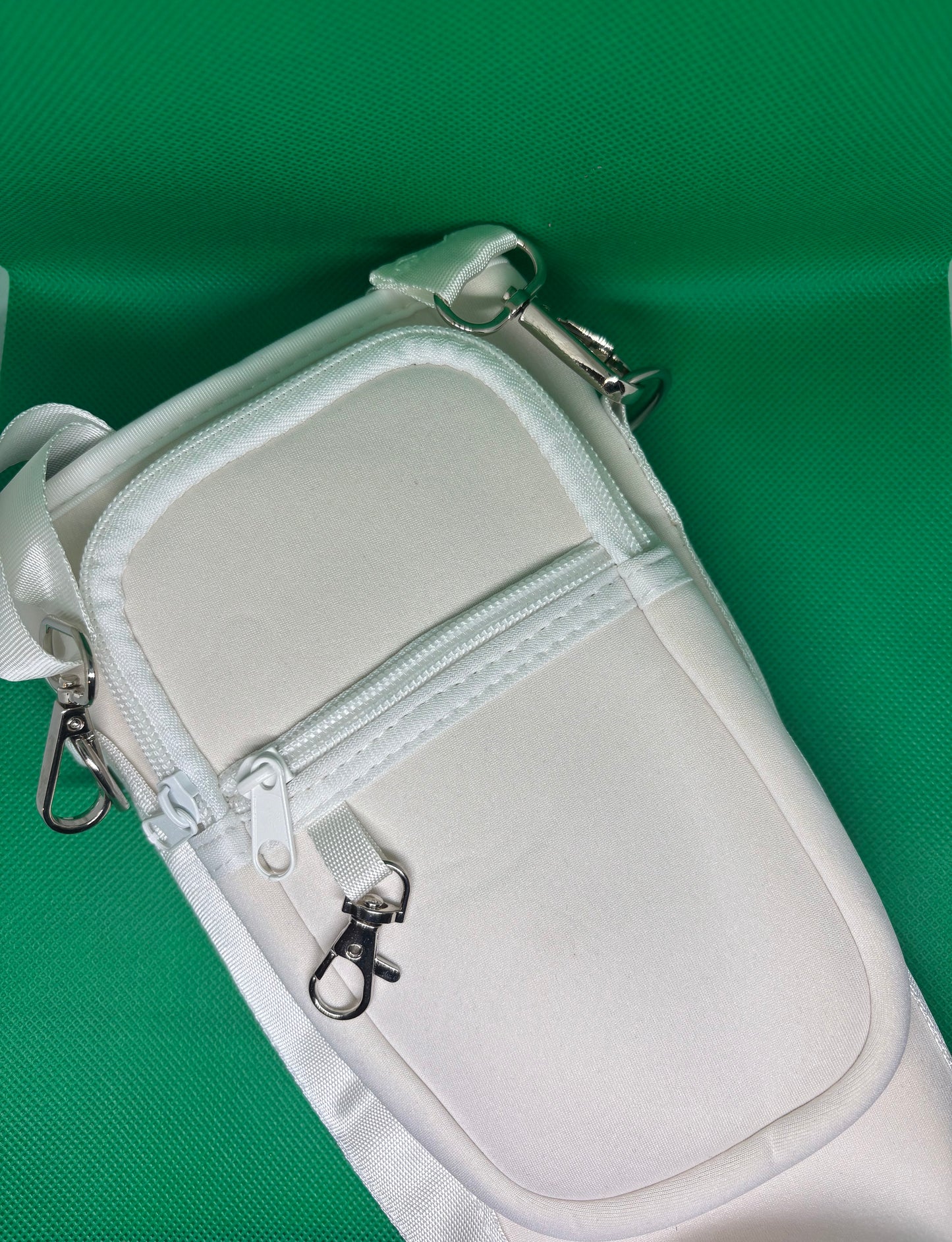 White Water Bottle Holder With Pockets, Shoulder Bag, Adjustable Strap, Cell Phone Case, Travel