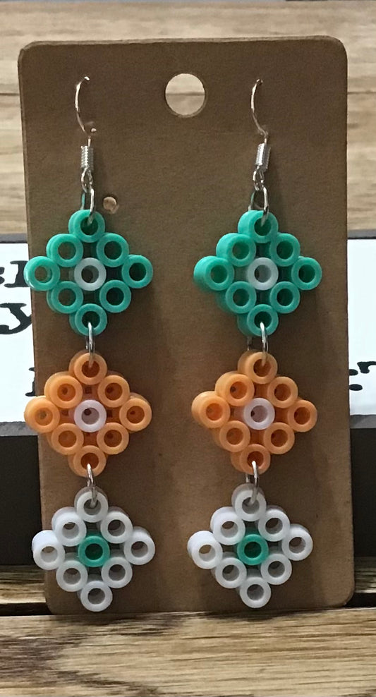 Handcrafted Diamond Shapes Stacked Earrings