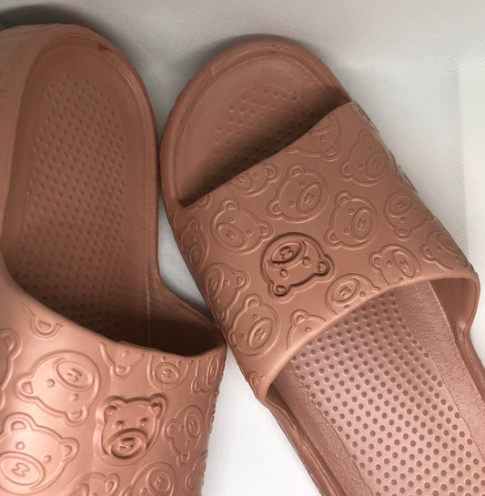 Khaki Bear Print Slides Women’s Shoes Sandals Slippers 7/8