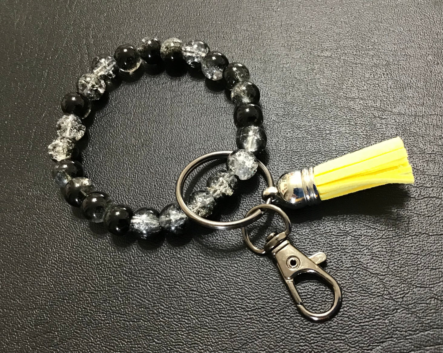 Handcrafted Beaded Bracelet Keychain With Tassel