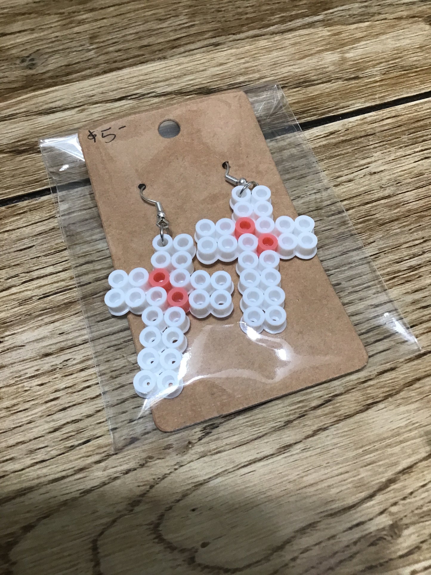 Handcrafted Cross Shaped Earrings, White Plus Select Color Options