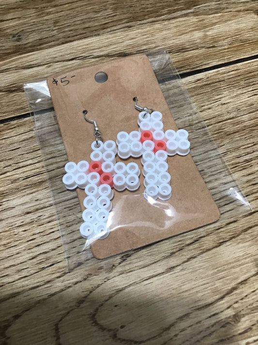 Handcrafted Cross Shaped Earrings, White Plus Select Color Options