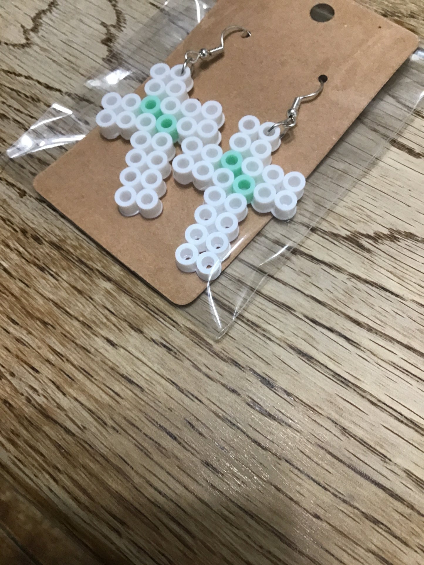 Handcrafted Cross Shaped Earrings, White Plus Select Color Options