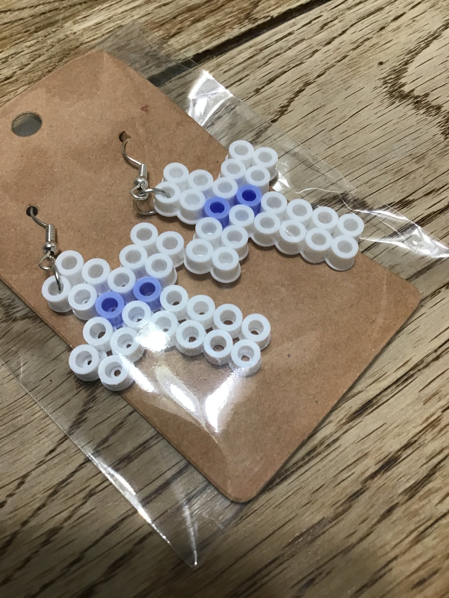 Handcrafted Cross Shaped Earrings, White Plus Select Color Options