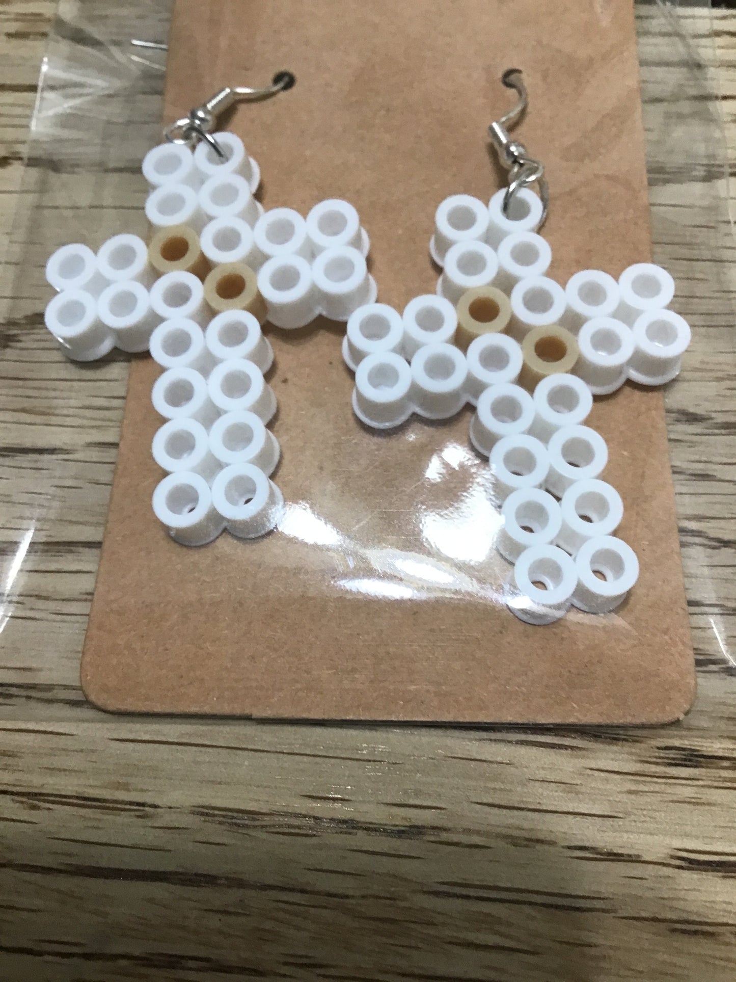 Handcrafted Cross Shaped Earrings, White Plus Select Color Options